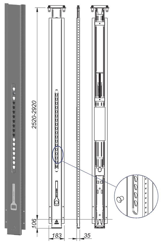 Pilar Fix-front para viajar con el techo del camión elevado